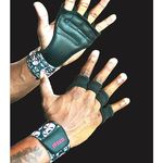 19.ten Leather Grippy Unisex Palm Protector Gym Exercise Fitness Workout Power Lifting Training Gloves Zero Sweat With Wrist Support (Tribal Grips, Large, black)