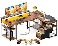 ODK L Shaped Gaming Desk with File 