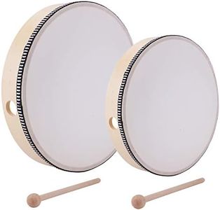 Foraineam 10 Inch & 8 Inch Hand Drum Percussion Wood Frame Drum with Drum Stick