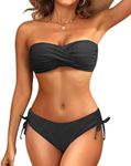 Women's Black Strapless Bandeau Bik