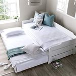 Guest Bed and Trundle, Happy Beds Copella White Wooden Daybed - 3ft Single (90 x 190 cm) Frame Only