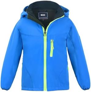 M2C Boys Hooded Waterproof Windbreaker Fleece Lined Softshell Jacket 7-8 Blue