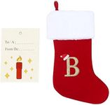 20 Inches Monogram Christmas Stockings with Letters, Unique Red Velvet with White Super Soft Plush Xmas Stockings Red Letter Stockings for Christmas Holiday Xmas Season Decor (B,Red)