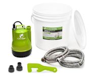 FLUENTPOWER Tankless Water Heater Descaling Flush Kit, Includes 1/4HP Utility Submersible Water Pump, 4 Gallon Pail with Bucket Lid Opener, Two 3/4" GHT x 6' PVC Stainless Steel Hoses