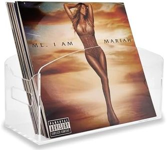 Meicloud Acrylic Vinyl Record Holder - Modern Vinyl Record Storage Box, LP Record Display Stand, Clear Lucite Record Case with Handles, Holds Up to 30-45 Records