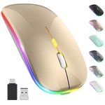 【Upgrade】 LED Wireless Mouse, Slim Silent Mouse 2.4G Portable Mobile Optical Office Mouse with USB & Type-c Receiver, 3 Adjustable DPI Levels for Notebook, PC, Laptop, Computer, MacBook (Gold)