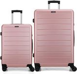 FLIEE Suitcase Set | Lightweight Hard Shell Suitcases | 4 Silent Dual Spinner Wheels | TSA 3 Digit Combination Lock | Aluminium Telescopic Handle | 2 Pcs Luggage Sets (Rose, Cabin 20''+ Large 28")