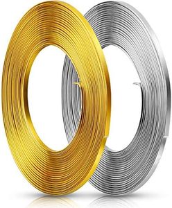 32.8 Feet 2 Rolls Flat Aluminum Wire Silver and Gold 3 mm, Jewelry Craft Wire Beading Craft Wire Soft Bendable Wire for DIY Craft Jewelry Beading Handmade Supplies, 2 Colors