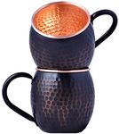 STAGLIFE 20 Oz Rustic Black Moscow Mule Copper Mugs, Genuine Copper Cups for Moscow Mules Real Copper Mugs & Cups, 100% Pure Solid Copper Mug Cup Set of 2