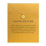 upeilxd Message Card Gold Compass Pendant Necklace Friendship Sun Good Luck Elephant Pendant Chain Necklace for Women Girl Gift