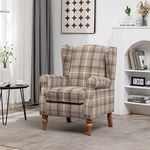 Retro Accent Chair, Wingback Tartan