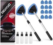 deuvuo 18 Pcs Windshield Cleaner Tool, Expandable Car Window Cleaner Inside, Interior Windshield Cleaning Tool with 12 Reusable Microfiber Pad, 4 Spray Bottle, Multifunctional Car Glass Cleaner Tool