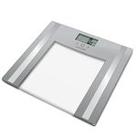 Salter 9182 SV3R Glass Analyser Bathroom Scale, 150 kg Max Capacity, Digital Weighing Scales For Body Weight/Fat/Water, Muscle/Bone Mass, BMI, 8 User Memory, Athlete Mode, Easy to Read Display, Silver