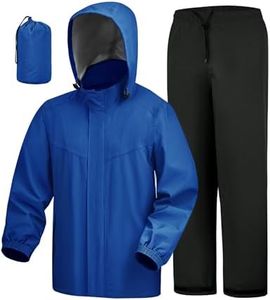iCreek Rain Suit Waterproof Hooded Rain Gear Breathable Lightweight Packable Rain Jacket Pants Men Women for Hiking Fish Golf (Blue, L)