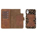 Venito Florence Leather Wallet Phone Case Compatible with iPhone XR - Disinfected by a UV Sanitizer - Extra Secure with RFID Blocking - Detachable Phone Wallet - Furry Leopard