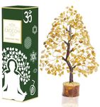 Crocon Christmas Decorations Yellow Aventurine Gemstone Tree Feng Shui Figurine Money Bonsai Good Luck Reiki Healing Crystals Home Decoration Ornament Wealth Prosperity Room Decor Gift Size 10-12"