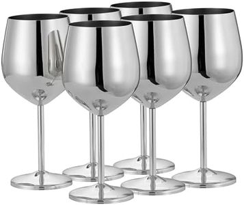 Oak & Steel - Elegant Large Wine Glasses, 550ml - Unbreakable Glass Gift Set for Home Bar, Wedding, Anniversary, Birthday Party (6, Silver)