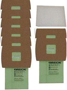 Oreck Super-Deluxe Compact Canister Bags, Green, 8-Pack Bags + 1 Motor Filter