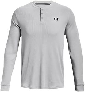 Under Armour Men's UA Waffle Henley Shirt Long Sleeve (US, Alpha, Medium, Regular, Regular, Mod Gray/Gray/Black - 012)