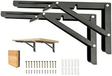 Folding Shelf Brackets, 16 Inch 2 Pcs Heavy Duty Shelf Brackets, Collapsible Shelf Brackets for Foldable Shelf, Bench Table, Wall Mounted Folding Table Brackets Space-Saving