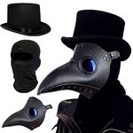 Raxwalker Plague Doctor Mask Costume Set Steampunk Leather Masks With Top Hat for Adult Halloween Cosplay Props