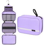 Maliton Travel Toiletry Bag for Women, Hanging Toiletry Bag with 4 Compartments, Portable and Waterproof Compact Travel Bathroom Organizer(Purple)