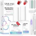 Saviland 2 Minutes Quick & Easy Gel Nail Polish Remover Kit: 2PCS Soak-off Gel Polish Remover Rich in Castor Oil & Vitamin E, with Cuticle Oil Pen Nails Tools for Nail Tips, Acrylic Dip Powder Removal