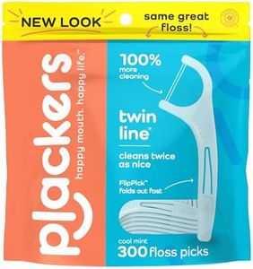 Plackers Twin-line Dental Floss Picks, Blue, 300 Count