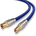 IBRA 10m HDTV Antenna Cable TV Aerial Cable Premium Coaxial Cable Connectors: Coax Male to Coax FemaleFor UHF/RF/DVB-T/DVB-T2 TVs, VCRs, DVD players, DVRs, cable boxes and satellite Blue Gold