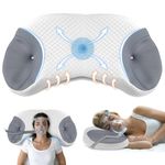 ROOWANA CPAP Pillow for Side & Back Sleepers - Mask Compatible Contour Design to Reduce Leaks, Breathable Memory Foam Pillow with Ergonomic Support & Hose-Friendly Cutouts for Comfortable Sleep, Grey