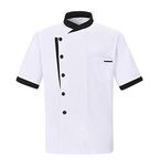 Nanxson Unisex men Chefs Jacket apparel Long Sleeve chef uniform coat CFM0016 (L, shortsleeve white)