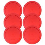 Lids for Pyrex and Anchor Round Glass Containers (2-Cups, Red-6 PACK)