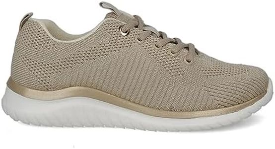 PAYMA - Zapatillas Sneakers Deportivas Mujer. Tela Malla Transpirable. Memory Foam. Tenis Gimnasio, Deporte, Casual y Caminar. Cordones. Color: Beige Cordones. Talla: EU 37
