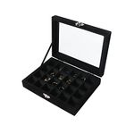 Nideen 24 Grids Earring Storage Organiser, Velvet Jewellery Box Earring Box, Jewellery Storage Display Box for Rings, Earrings, Charms, Pendants, Black