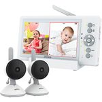 JouSecu Baby Monitor with 2 Cameras, Video Baby Monitor with Camera and Audio No WiFi, 5 inch Split Screen with 20Hour Long Battery Life 1000ft Range, Ideal for New Moms