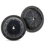 5.25 Inch Dual Marine Speakers - 2 Way Waterproof and Weather Resistant Outdoor Audio Stereo Sound System with 100 Watt Power, Polypropylene Cone and Cloth Surround - 1 Pair - PLMR51B (Black)