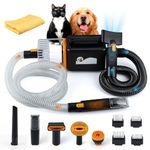 Mxmoonant Dog Hair Grooming Kit, Vacuum & Dryer & Clipper All in One, Stepless Speed, Hot and Cold Adjustable, 7 Specialised Tools, with Storage Bag & Pet Towel