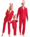 SWOMOG Christmas Pajama Set Matching Family Pajamas for Men and Women Festival Party Pj Set Warm Sleepwear Red