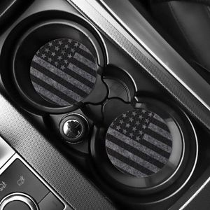 Car Cup Holder Coasters，Cute Car Accessories for Women and Lady，2 Pack 2.95inch，Universal Non Slip Cup Holder Insert Coaster (Gray Flag)