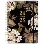 Academic Diary 2024-2025 - A5 Week to View Diary 2024-2025, Aug.2024 - Jul.2025, Twin-wire Binding, Beautiful and Elegant Hardcover, 21.5 x 15.5 x 1.5 cm - Black and Gold