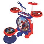 Lexibook K610SP Spider-Man Electronic Set for Children, Musical Toy Game, Realistic Drum Sound, 8-Keys Keyboard, MP3 Plug, seat Included, Blue/red, Multicoloured