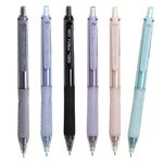 HeTaoCat Retractable Gel Pens, 0.5mm Fine Point, Quick Drying, Writing Drawing, Black ink gel pens, Box of 6 Pens (Multicolor)