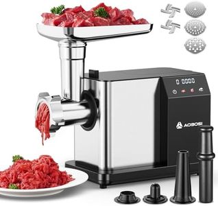 AAOBOSI 3000W Electric Meat Grinder, Meat Mincer with LCD Display & Reverse Function, Sausage Maker with 3 Different Cutting Plates & Kibbe Attachment for Home Use