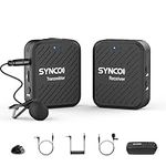 SYNCO Wireless Lavalier Microphone, G1(A1) 2.4G Lapel Mic System Transmitter Receiver Kit, 70m Transmission Real-time Monitoring for Camera DSLR Smartphone, SYNCO-G1-Wireless-Lavalier-Microphone