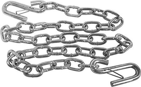 attwood Heavy-Duty 51-inch Steel Trailer Safety Chain with Spring Clip Hooks (11011-7)