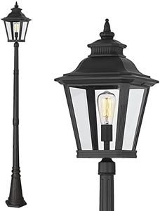 Luminzone Outdoor Lamp Post Light, Waterproof Outdoor Classic Street Lights with Clear Glass for Backyard, Patio, Garden, Lawn, Pathway, Driveway
