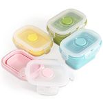 Cozihom Pack of 4, Collapsible Food Supplement Box, Collapsible Silicone Food Storage Container with Clip-on Lid, Portion Control Containers, Stackable, Space Saving, Microwave/ Fridge/ Freezer/Dishwasher Safe, BPA Free, 5 Oz