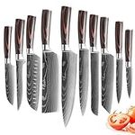 XITUO Kitchen Chef Knife Set,10 Piece High Carbon Stainless Steel Knives Pakkawood Handle, Ultra Sharp Cooking Knife with Knife Sheath & Gift Box (10PCS Chef Knife Set)