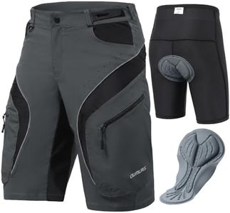 Oumurs Men's Mountain Bike Shorts Padded Detachable Liner MTB Cycling Shorts with Zipper Pockets Adjustable Waist Quick Dry Breathable for Mountain/Road Cycling Hiking Fishing Dark Gray M