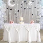 White Table Skirt for Rectangle Tables 6ft Tutu Table Skirt Decoration for Wedding Bridal Baby Shower First Birthday Party Dessert Buffet Banquet Table Decorations